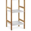 Raft de depozitare cu 4 niveluri, bambus natur, polițe MDF albe, capacitate: 12 kg