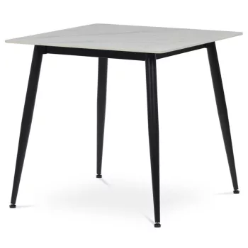   Masă de dining 80×80 cm, blat din ceramică marmură. HT-398M WT