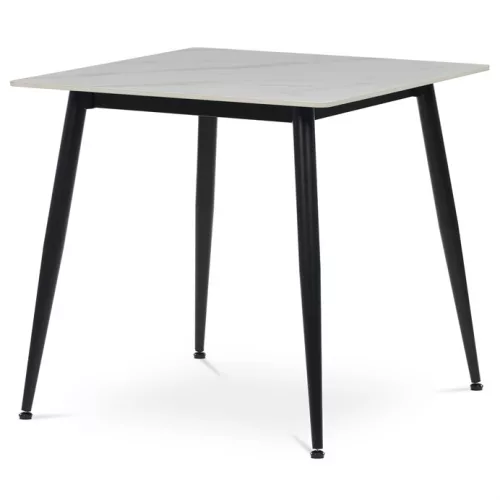 Masă de dining 80×80 cm, blat din ceramică marmură. HT-398M WT