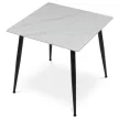 Masă de dining 80×80 cm, blat din ceramică marmură. HT-398M WT
