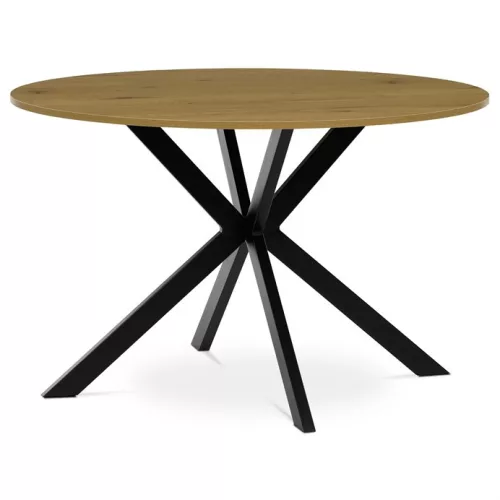 Masă rotundă de dining 120×120 cm, MDF, stejar sălbatic. HT-F4120 OAK