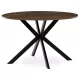 Masă rotundă de dining 120×120×75,5 cm, MDF Old Wood + picioare metalice negre