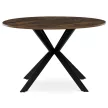 Masă rotundă de dining 120×120×75,5 cm, MDF Old Wood + picioare metalice negre