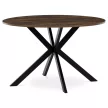 Masă rotundă de dining 120×120×75,5 cm, MDF Old Wood + picioare metalice negre