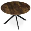 Masă rotundă de dining 120×120×75,5 cm, MDF Old Wood + picioare metalice negre