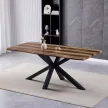 Masă de dining în culori stejar vechi/negru, 180×90 cm, HT-F4618 OLW