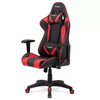   Scaun gaming din piele ecologică roșie, cu mecanism de balans. KA-F03 RED