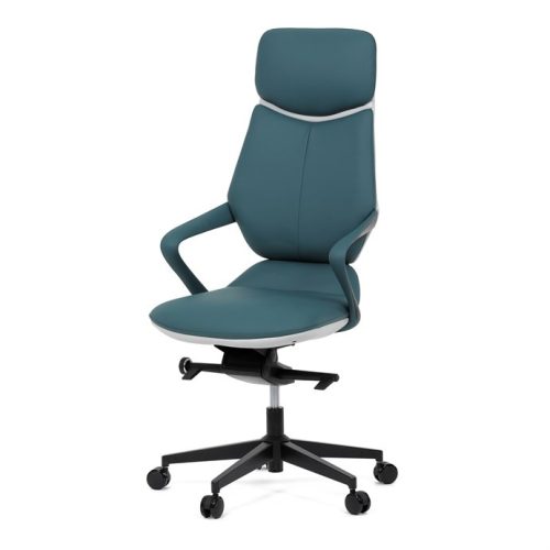Scaun managerial din piele ecologică albastră, cu mecanism balans. KA-T8426 GRN