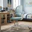 Scaun de birou rotativ Junior cu tapițerie mesh albastră KA-W8008 BLUE