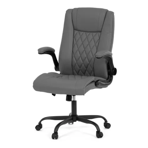 Scaun de birou cu mecanism balans, piele ecologică gri. KA-Y344 GREY
