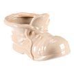 Ghiveci ceramic tip cizmă, crem