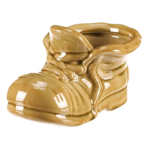 Ghiveci ceramic tip cizmă, verde deschis