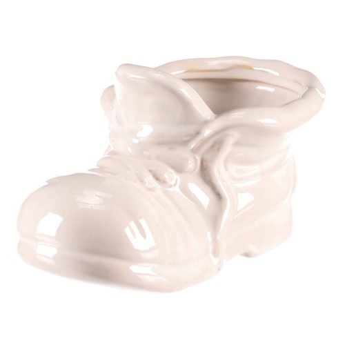 Ghiveci ceramic tip cizmă, alb