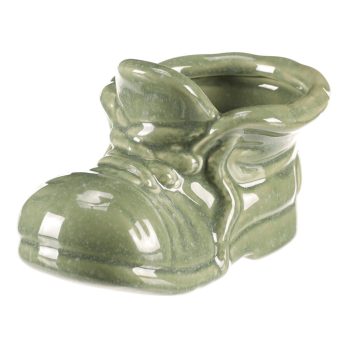 Ghiveci ceramic tip cizmă, verde