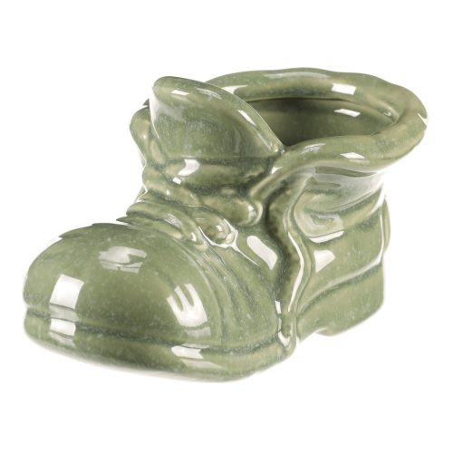 Ghiveci ceramic tip cizmă, verde
