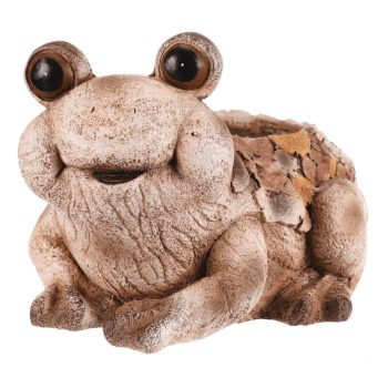 Ghiveci decorativ broască, magneziu, aspect lemn