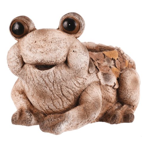 Ghiveci decorativ broască, magneziu, aspect lemn