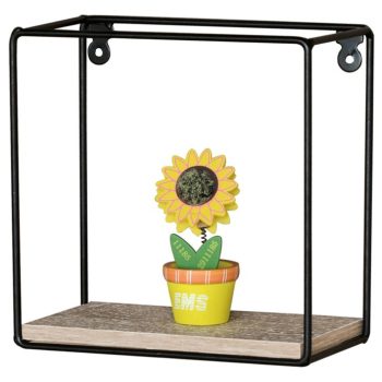 Raft modern 30×30 cm, stejar și metal negru, P-061