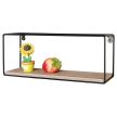 Raft modern din stejar cu cadru metalic negru, MDF și metal, P-062