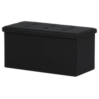 Puf cu spațiu de depozitare, stofă neagră. TAB-462 BK2