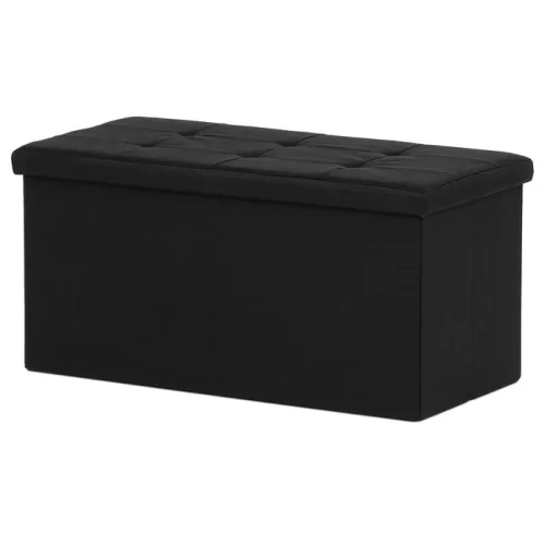 Puf cu spațiu de depozitare, stofă neagră. TAB-462 BK2