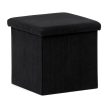 Taburet din catifea în relief neagră, cu spațiu de depozitare. Model: TAB-471 BK6.