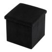 Taburet din catifea în relief neagră, cu spațiu de depozitare. Model: TAB-471 BK6.