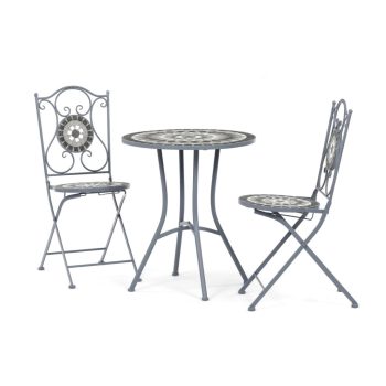   Set mobilier grădină 1+2, metal, mozaic ceramic, gri, US1500 SET