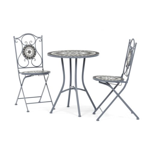 Set mobilier grădină 1+2, metal, mozaic ceramic, gri, US1500 SET