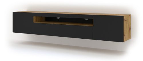 Comodă TV Aura 200 cm, culoare Stejar Artizanal / Negru
