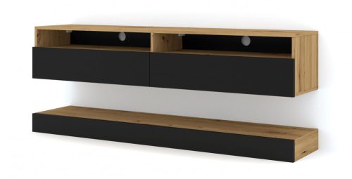Comodă Tv  Culoare Stejar Artizanal  Negru Mat DUO 100