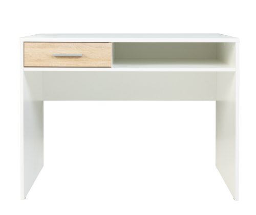 Birou în culoare albă cu sertar din stejar Sonoma. Dimensiuni: 100x59 cm. 