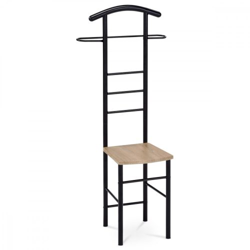 Suport de haine,Valet, Negru cu decorație de stejar sonoma, rezistă pînă la 90 kg, Din depozit,81870