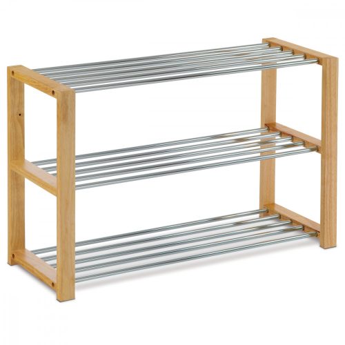 83168-12 Depozit modern pentru pantofi cu rafturi cromate în culoarea lemnului natural