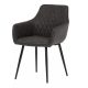 Scaun de dining modern cu brațe, cu cusături decorative elegante. Tapițerie din material textil negru. DCH-225. Livrare din stoc.