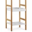 Etajeră de depozitare DR-013-3, din 3 piese, realizată din bambus, culoare natur, cu rafturi din MDF alb. Capacitate de încărcare: 9 kg.