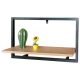 Raft de perete Modern Culoare Stejar cu ramă de Metal Neagră. Dimensiune: 65x20 cm. Material: MDF și Metal. P-074 Belföldi Raktárból