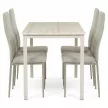 Set de dining pentru 4 persoane cu scaune gri și masă din travertin, dimensiuni masă: 110x70x75 cm, ASE-1039 CRM2