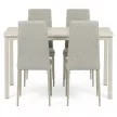 Set de dining pentru 4 persoane cu scaune gri și masă din travertin, dimensiuni masă: 110x70x75 cm, ASE-1039 CRM2