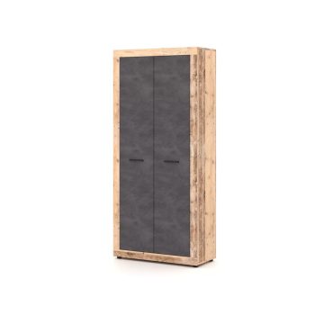 Dulap 2 uși culoare lemn vechi/gri beton LUNA2