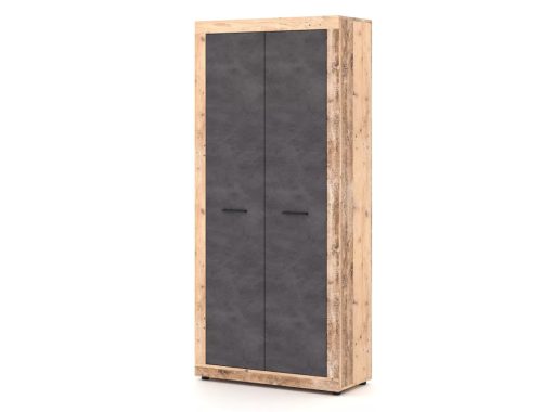 Dulap 2 uși culoare lemn vechi/gri beton LUNA2