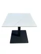 Masă bistro 70×70 cm, blat din ceramică sinterizată cu efect de marmură alb lucios
