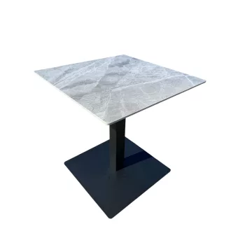   Masă bistro/cafenea din ceramică sinterizată, efect marmură gri, 70x70 cm