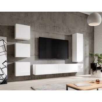 Dulap suspendat, culoare alb mat / alb lucios. VIVIEN 08.