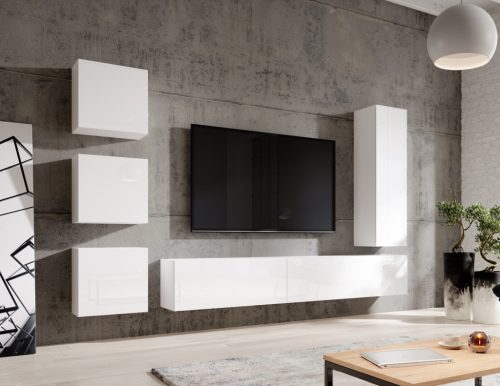 Dulap suspendat, culoare alb mat / alb lucios. VIVIEN 08.