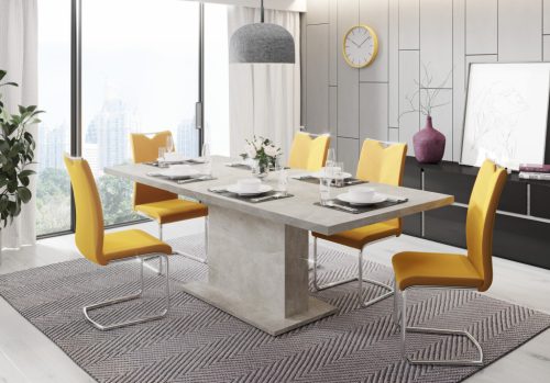 Masă de sufragerie extensibilă in culoarea betonului. 160-200x90 cm. GIANT