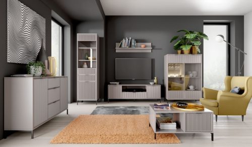 ELEGANZO LS-5 Vitrină înaltă, culoare cașmir




