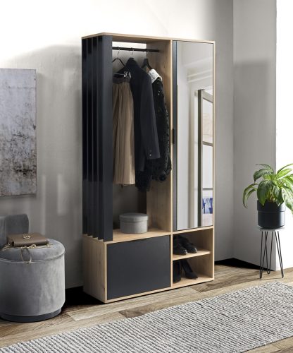 EMILO Dulap de hol  stejar artisan/negru 