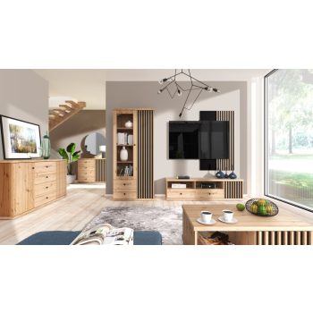 MODERNO C3 VITRINĂ COMODĂ, CULOARE STEJAR ARTIZANAL