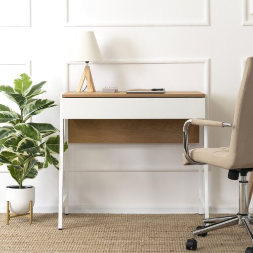 MORI Birou 84 cm stejar/alb